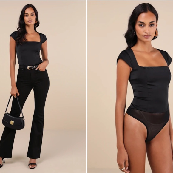 LULU's Sexy Romantic Chic Satin Office Strapless Date Night Party Bodysuit - Picture 4 of 5